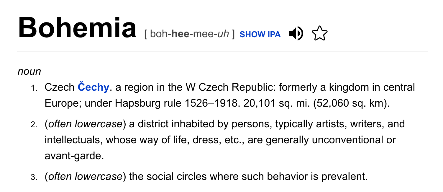 Bohemia word definition